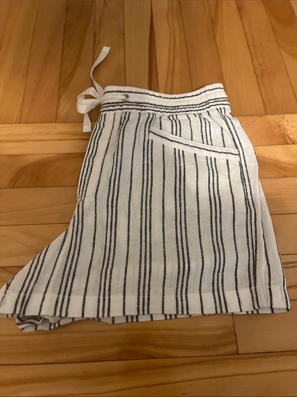 GAP Black and White Striped Drawstring Shorts